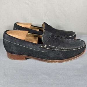 Johnston & Murphy Penny Loafers Mens 9.5 M Black Suede Sheepskin Leather Sole